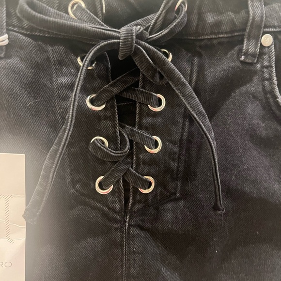 NWT new 29 fits 28 Anthropologie pilcro lace up denim jean shorts black - Picture 10 of 16